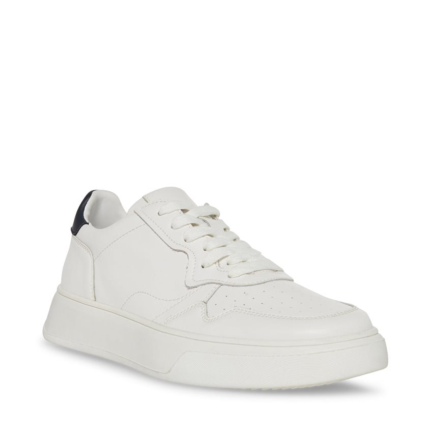 White Steve Madden Jorgee Leather Men's Sneakers | PH 5710ZBF